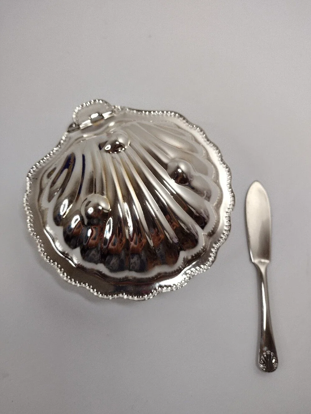 Queen Anne Vintage Butler Silver Tone Tableware in Blue and White Box